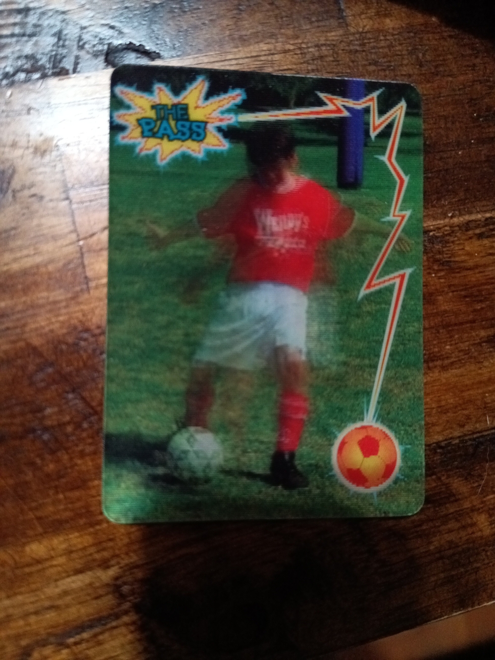 Vintage 'The Pass' Soccer Trading Card - Red Uniform Hologram
